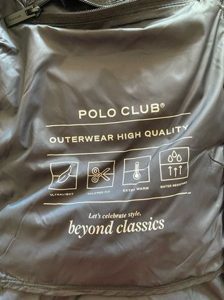 Abrigo Plumas Polo Club Negro Talla XXL