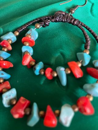 Aros de turquesa y coral