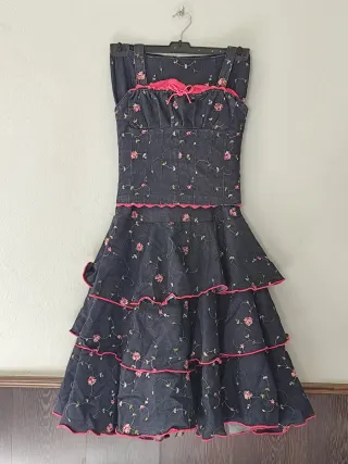 Traje Flamenca Vaquera Azul y Rosa