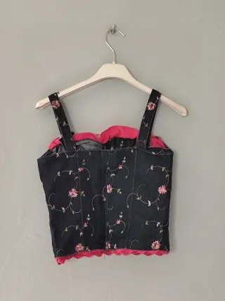 Traje Flamenca Vaquera Azul y Rosa