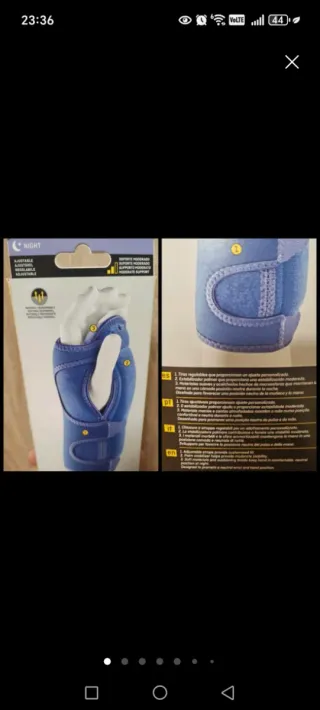 Soporte ferula muñeca nocturno para túnel carpiano