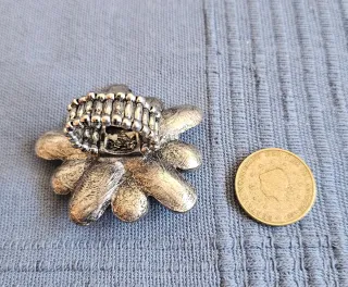 Anillo Flor Perla y Circonitas Azules