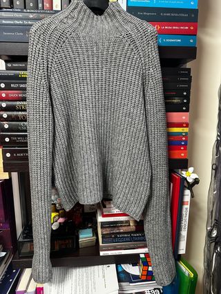 Maglione collo alto effetto maglia