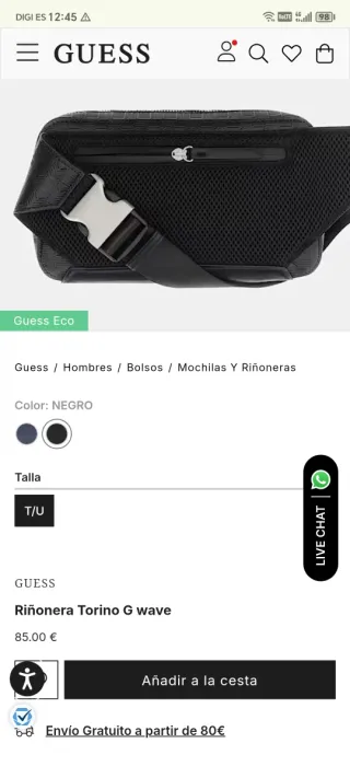 Riñonera Guess Negra/Gris Sin Usar