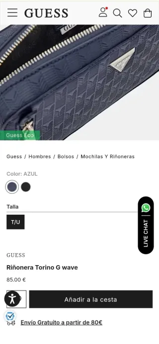 Riñonera Guess Negra/Gris Sin Usar