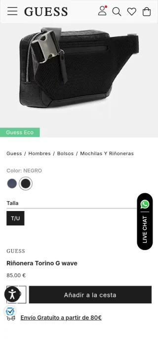 Riñonera Guess Negra/Gris Sin Usar