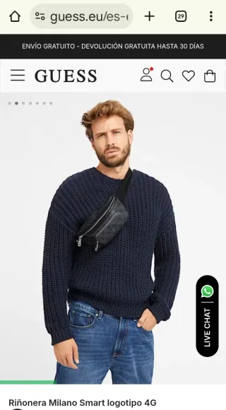 Riñonera Guess Negra/Gris Sin Usar