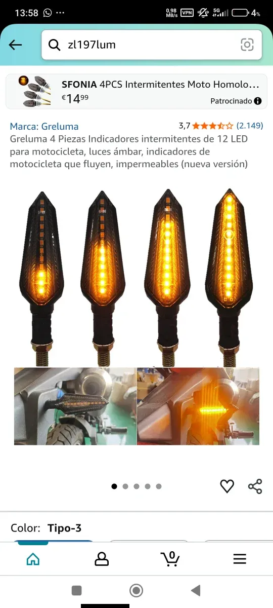 Intermitentes LED Flecha Moto (4 uds)