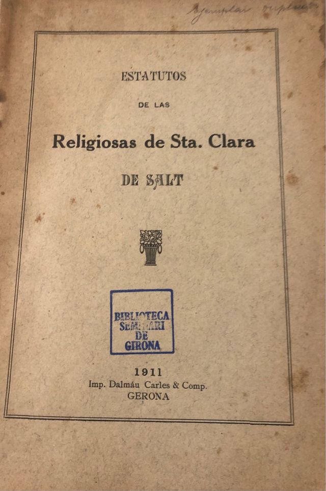 Estatutos de las religiosas de Sta Clara de Salt