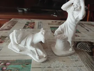 Pastor y burra de escayola