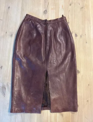 Gonna vintage vera pelle '80s marrone