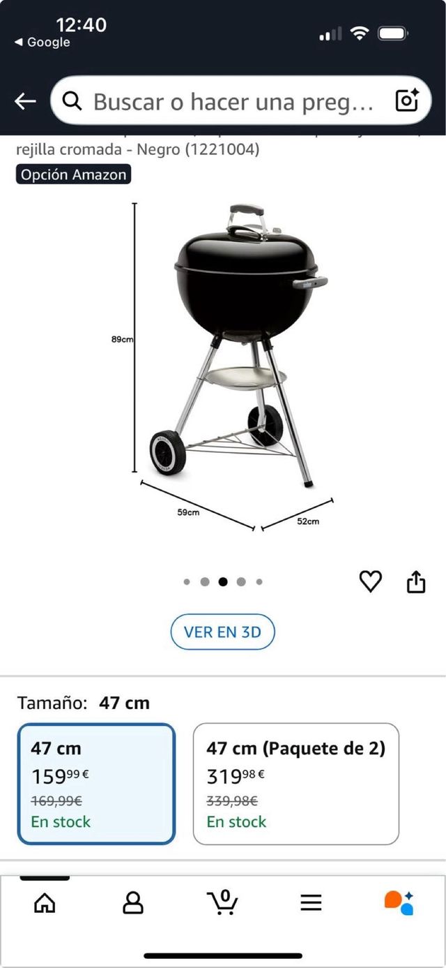 Barbecue a carbone Weber Compact 47 cm Nuovo