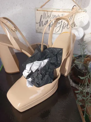 Zapatos nude plataforma tacón ancho