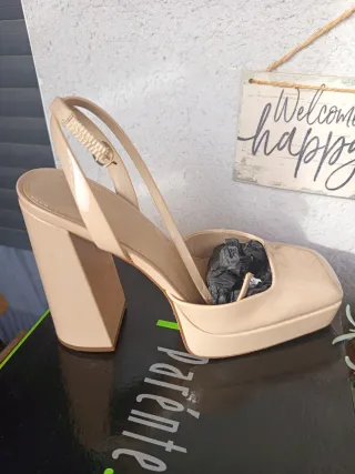 Zapatos nude plataforma tacón ancho