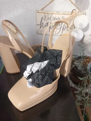 Zapatos nude plataforma tacón ancho