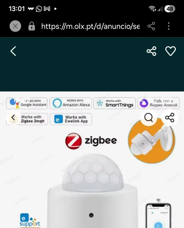 Sensor de Movimento Zigbee