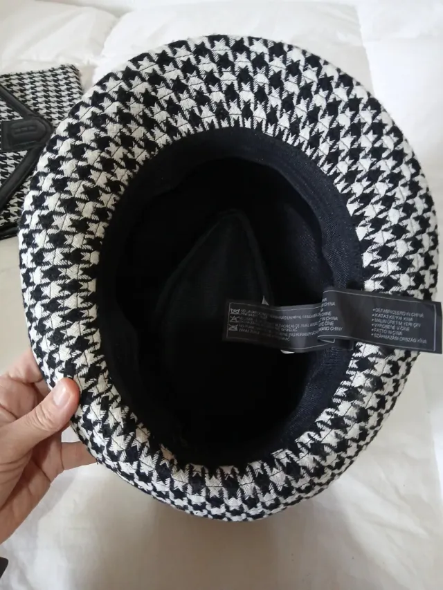 Conjunto sombrero y bolso Misako cuadros
