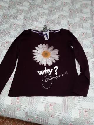 Camiseta Desigual Manga Larga Flor Blanca