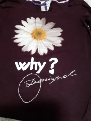 Camiseta Desigual Manga Larga Flor Blanca