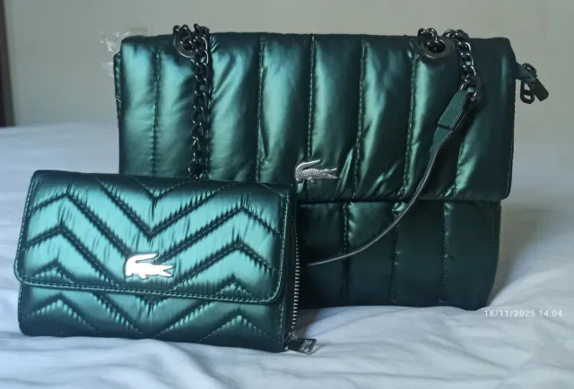 Bolso y cartera Lacoste verde brillante