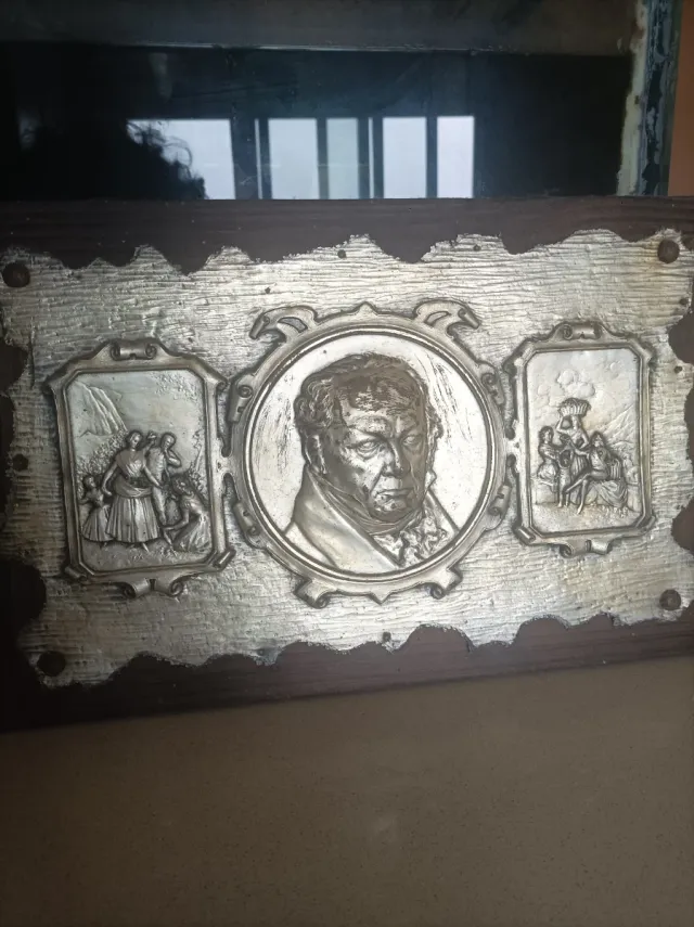 Ritratto di Goya in legno e ottone anni '50