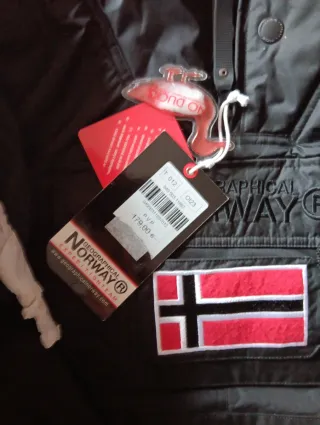 Abrigo Geographical Norway Negro con Capucha