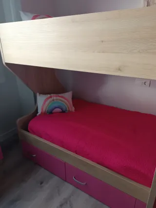 Litera madera y rosa con cajones - última semana