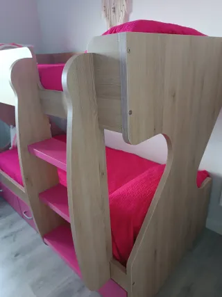 Litera madera y rosa con cajones - última semana
