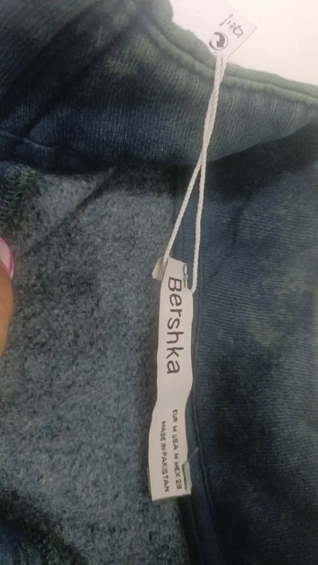 Sudadera algodón con frisa Bershka verde M-L