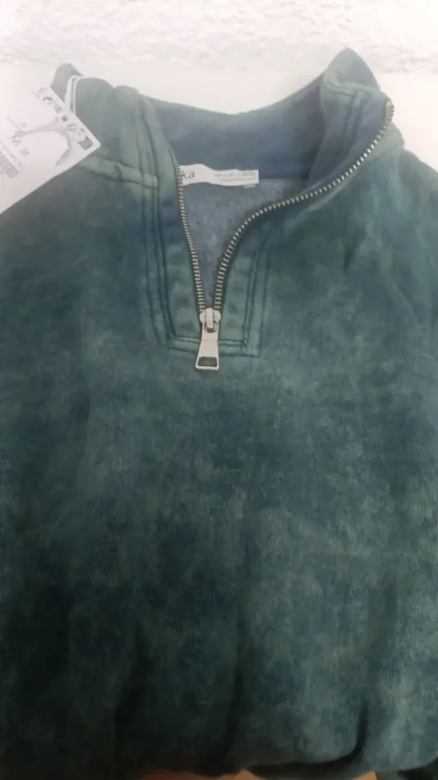 Sudadera algodón con frisa Bershka verde M-L