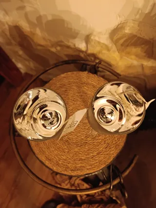 2 Portacandele natalizi in piedi in vetro acidato