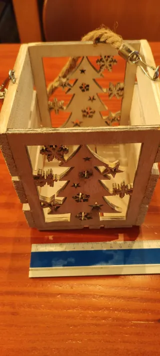 Scatola Legno Decorazione Natalizia Albero Neve