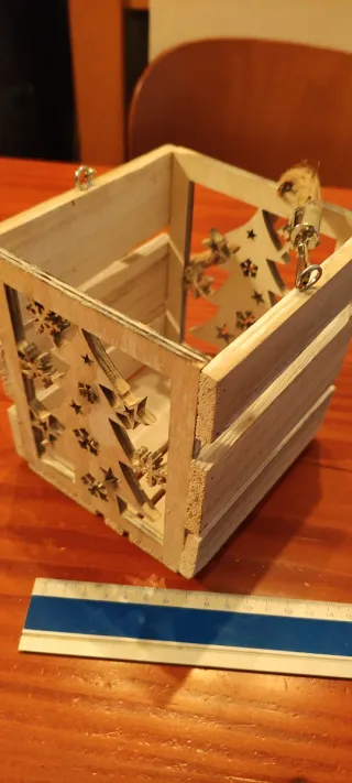 Scatola Legno Decorazione Natalizia Albero Neve