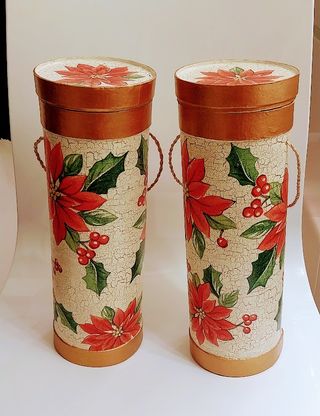 2 Scatole Natale Decoupage Poinsettia