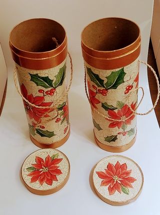 2 Scatole Natale Decoupage Poinsettia
