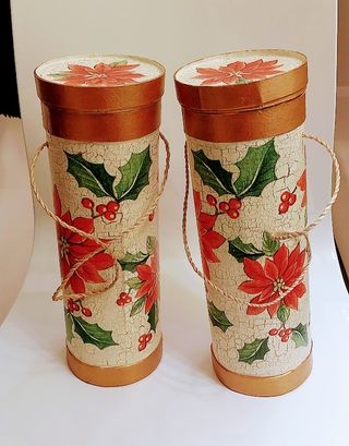 2 Scatole Natale Decoupage Poinsettia