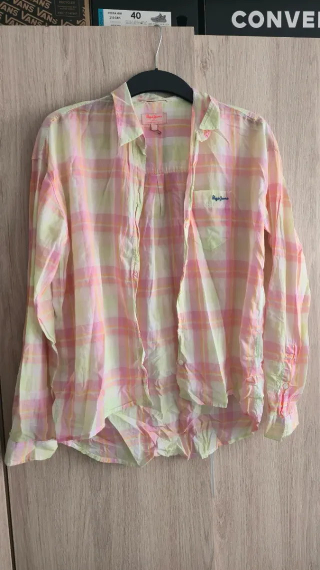 Camisa Pepe Jeans cuadros rosa y amarillo