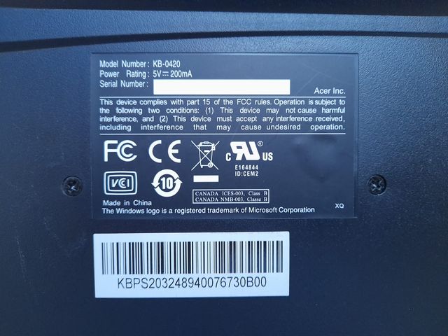 Teclado Packard Bell Negro