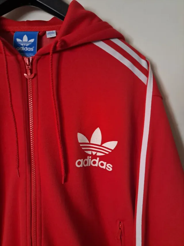 Felpa Adidas con cappuccio rossa taglia L
