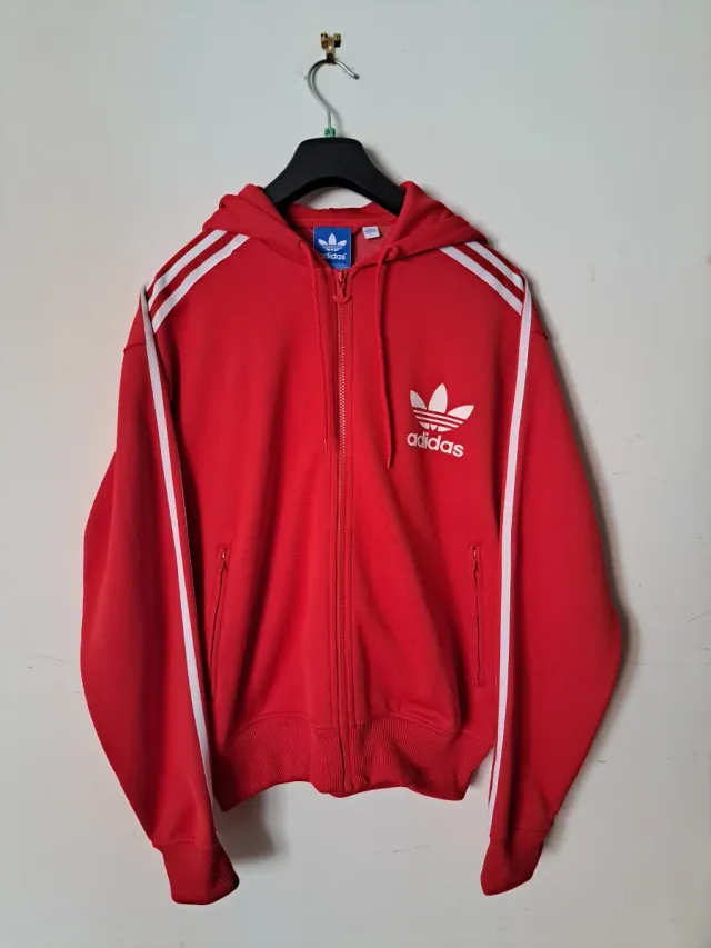 Felpa Adidas con cappuccio rossa taglia L