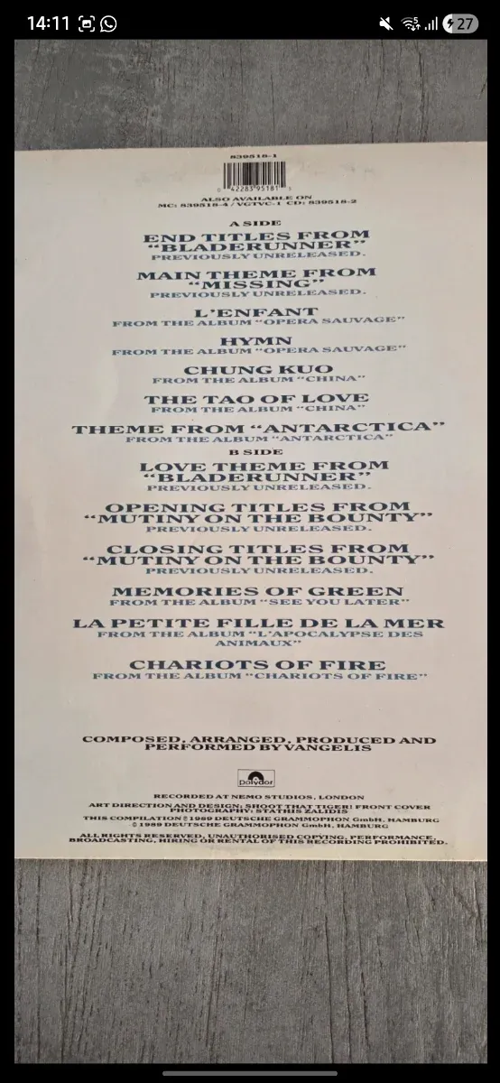 Vangelis Themes vinile