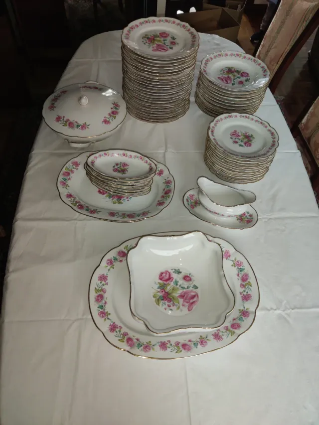 Vajilla Bidasoa Porcelana Flores Rosas