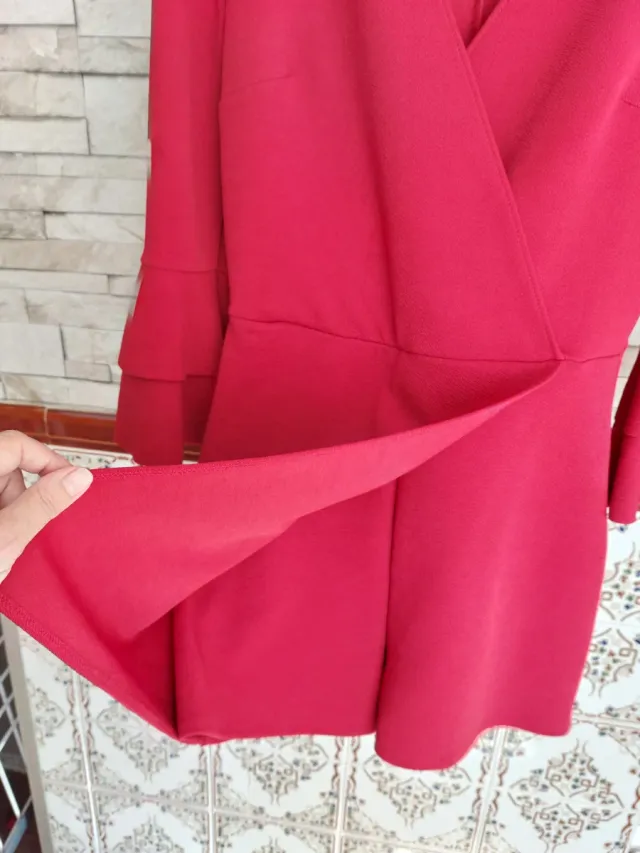 Mono Zara rojo falda pantalón