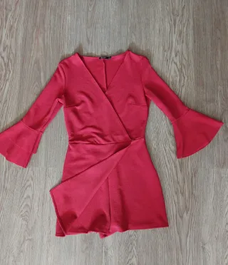 Mono Zara rojo falda pantalón