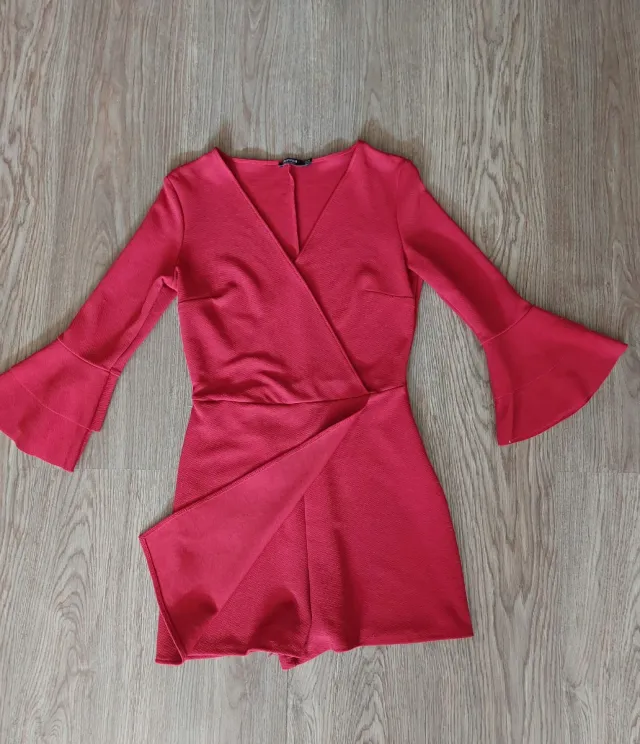 Mono Zara rojo falda pantalón