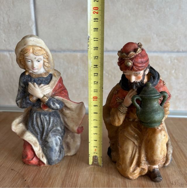 2 statue resina presepe altezza 16 cm