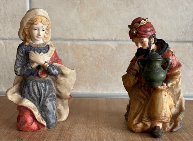 2 statue resina presepe altezza 16 cm
