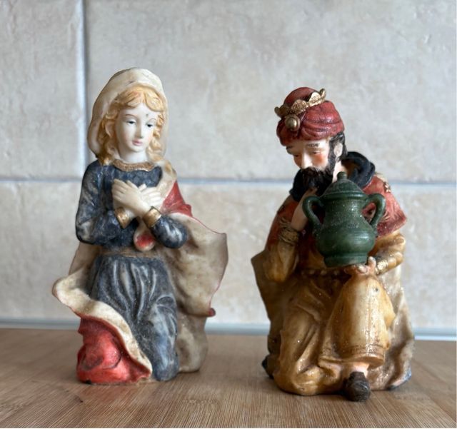 2 statue resina presepe altezza 16 cm