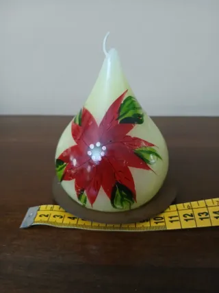 Candela decorata con piattino in ottone