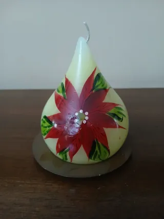 Candela decorata con piattino in ottone